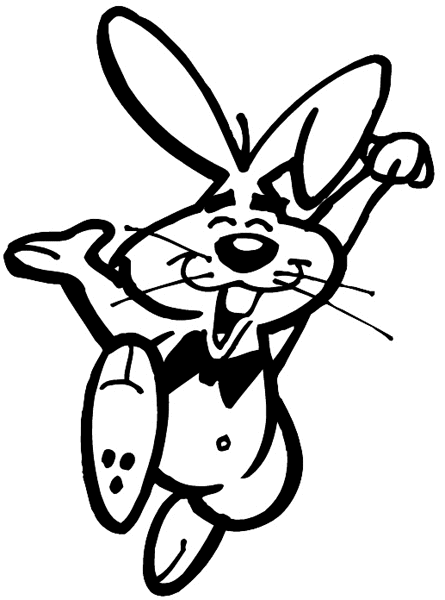 Happy rabbit in a bow tie vinyl sticker. Customize on line.       Animals Insects Fish 004-1042  